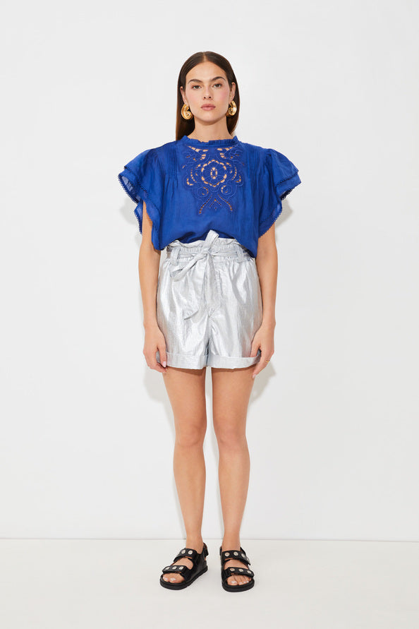 Blusa de lino bordado – con volantes