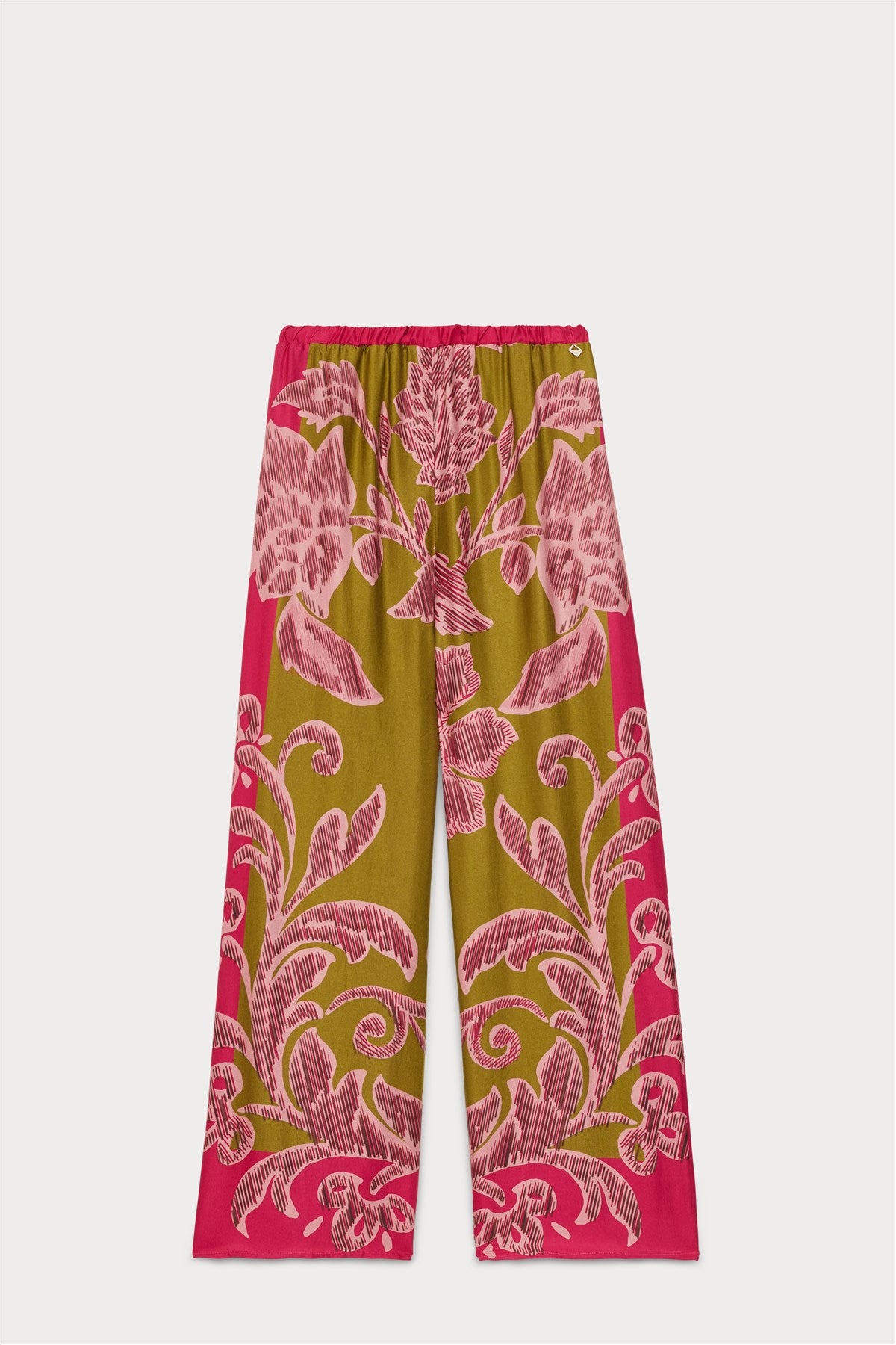 Pantalón viscosa estampado rosa y verde – Meme road