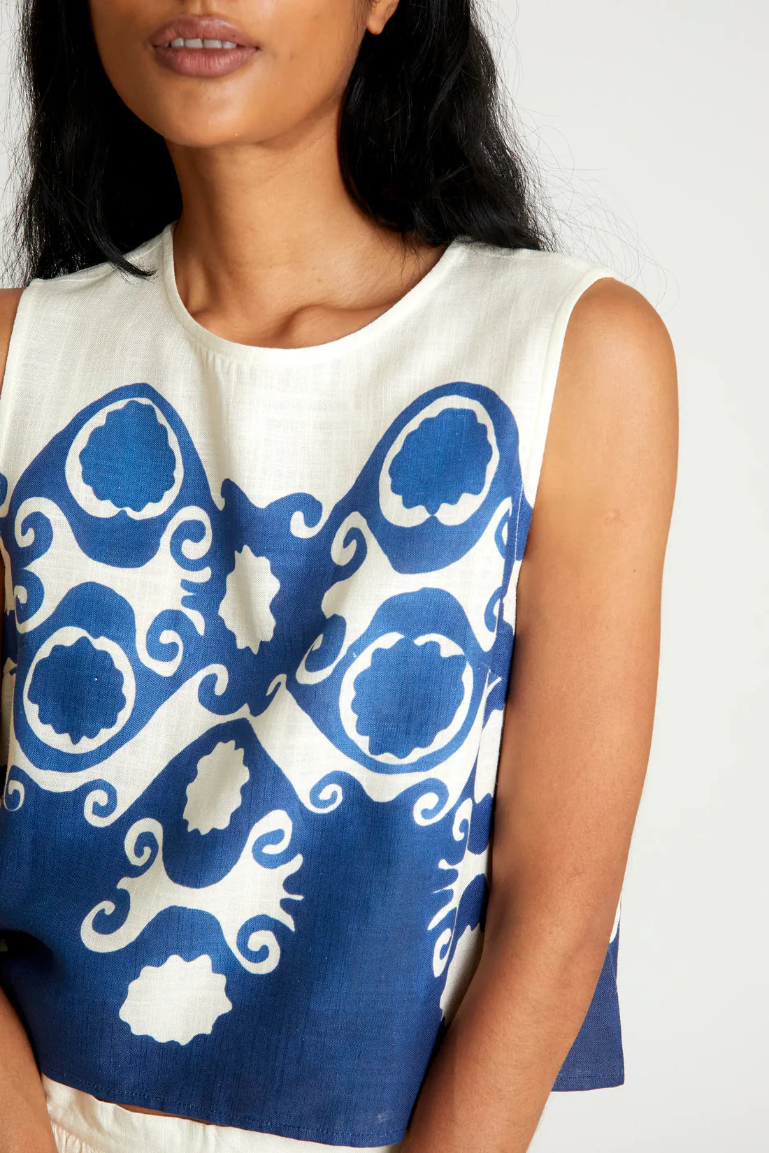 Top lino estampado