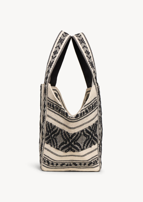 Bolso tote grande – diseño artesanal en blanco y negro