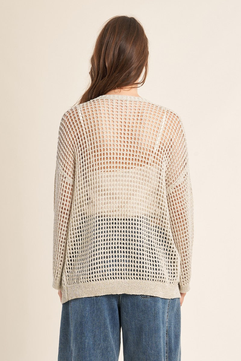 CARDIGAN DE PUNTO CALADO BEIGE