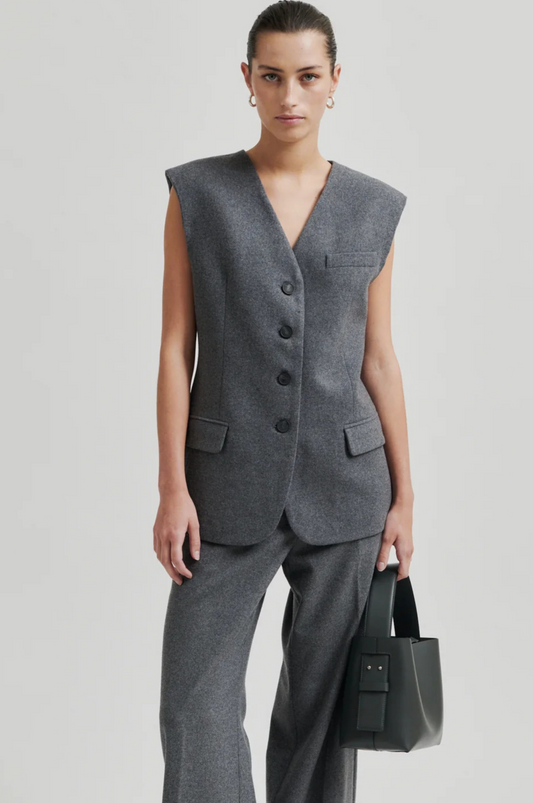 Daze Waistcoat Grey Melange - SECOND FEMALE