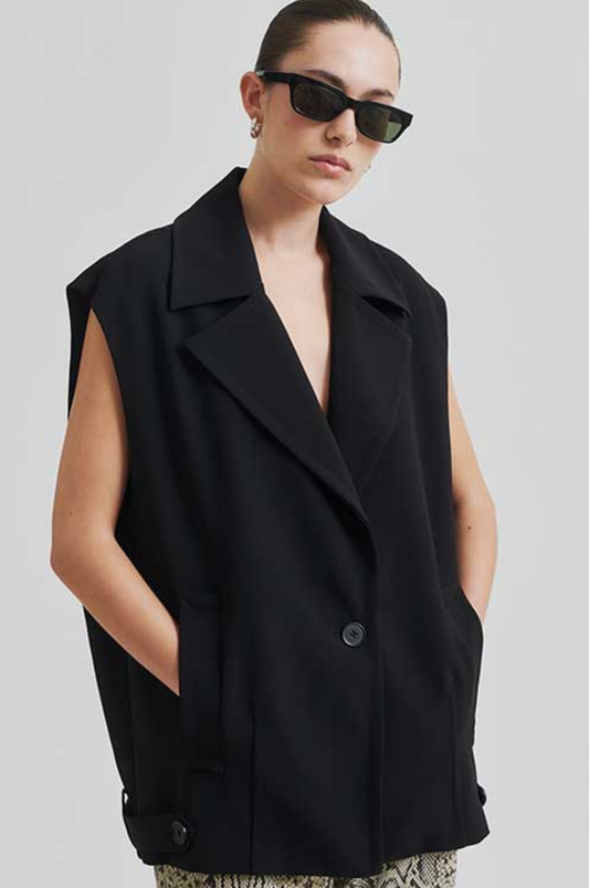 Fique Oversize Waistcoat Black - SECOND FEMALE