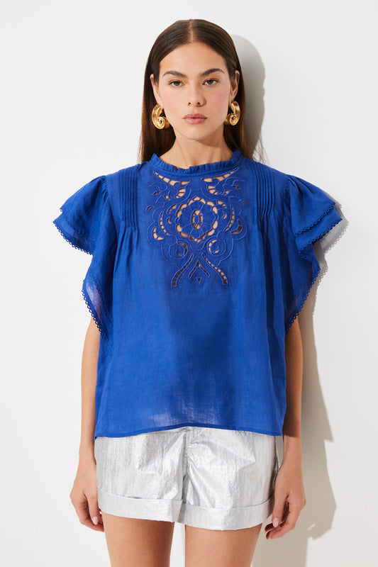 Blusa de lino bordado – con volantes
