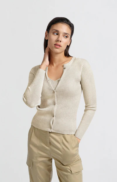 Cárdigan de canalé beige