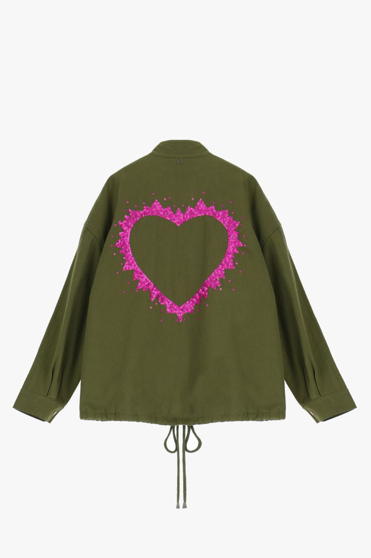 Chaqueta verde con corazones de lentejuelas – DIXIE