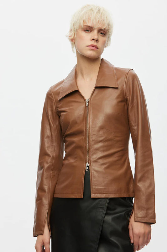 Blusa de piel marrón  – OVAL SQUARE
