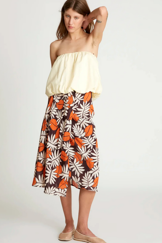 Falda midi – estampado floral vegetal