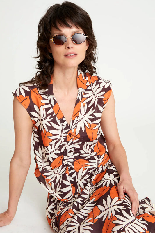 Top sin mangas – estampado floral vegetal