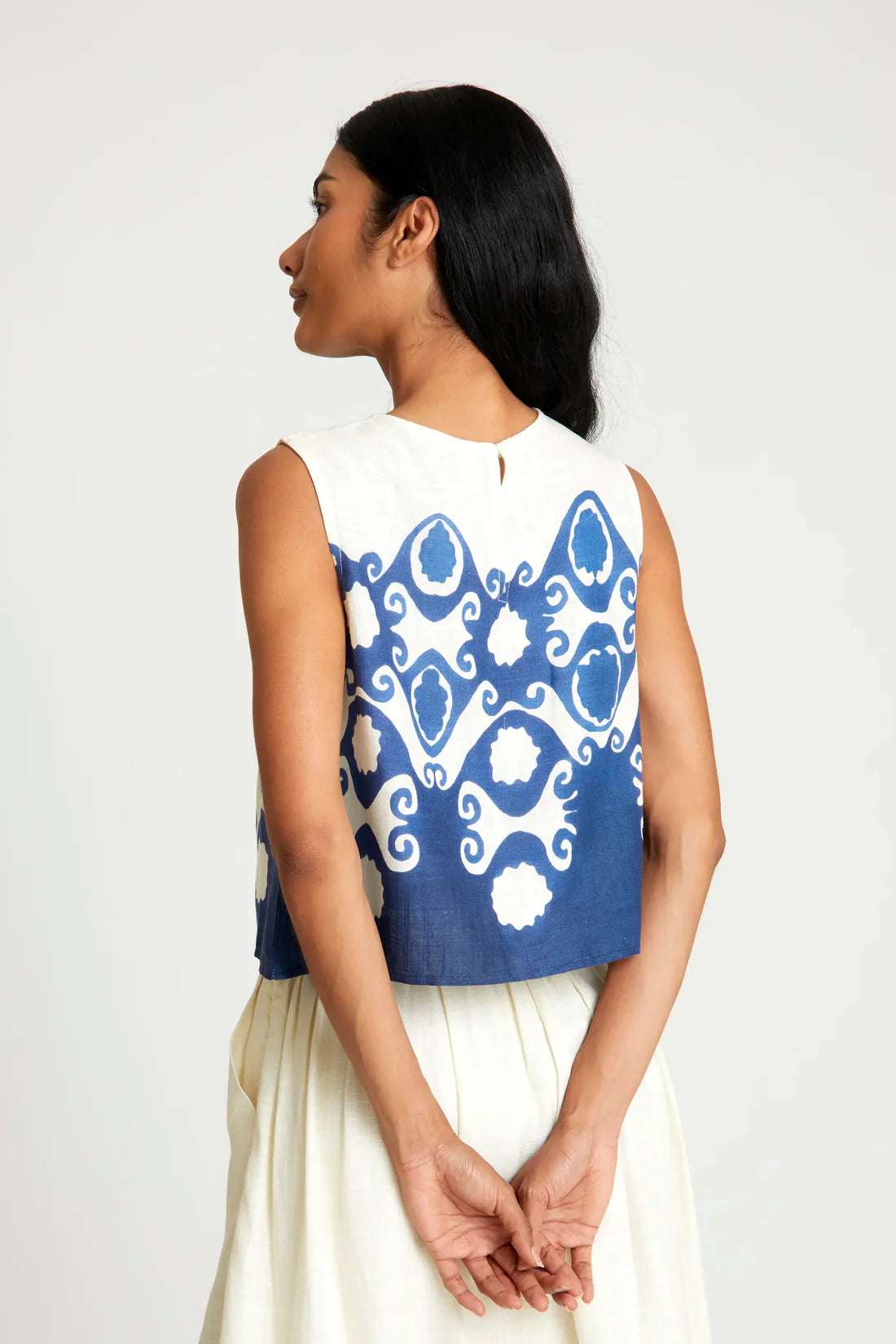 Top lino estampado