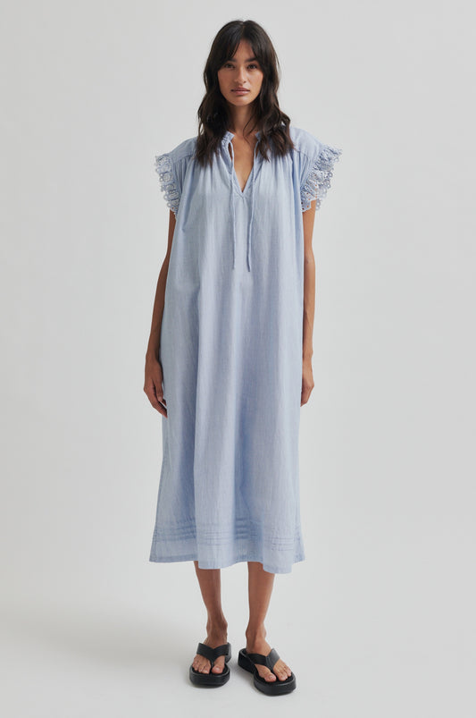 Vestido largo de algodón con bordado inglés