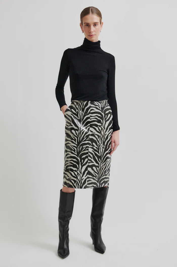 Zebra Leather Skirt - SECOND FEMALE