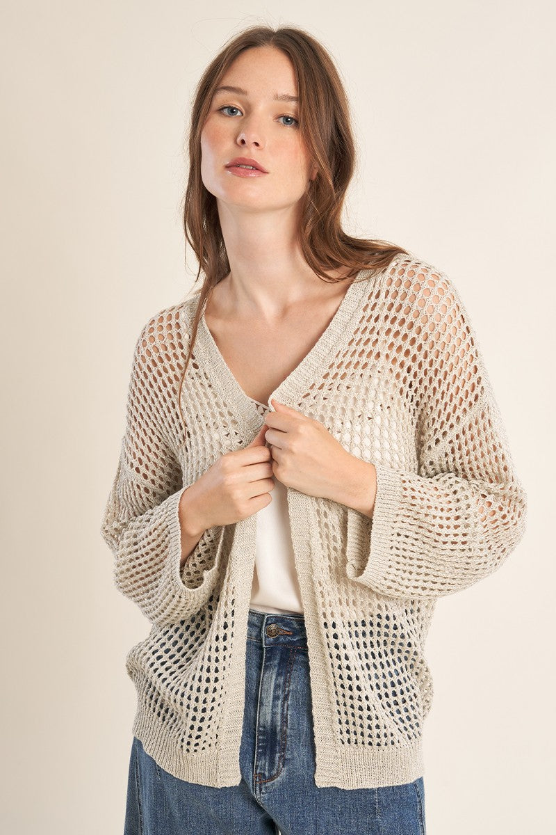 CARDIGAN DE PUNTO CALADO BEIGE
