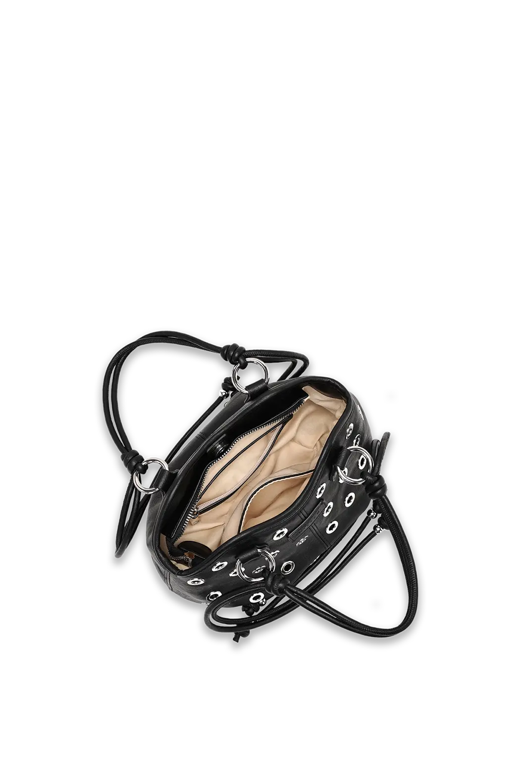 Bolso daphne negro con ojales metálicos - SILFEN STUDIO