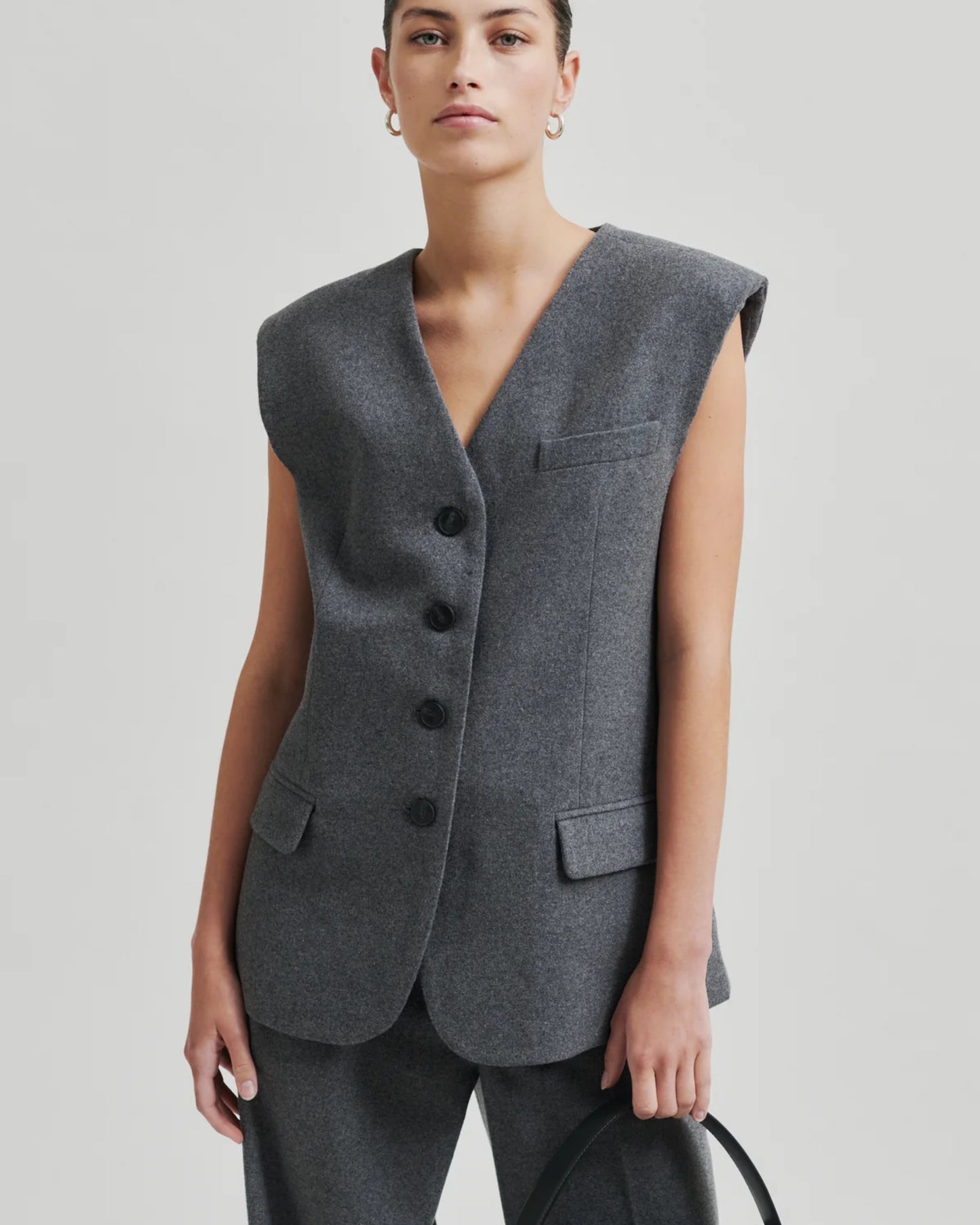 Daze Waistcoat Grey Melange - SECOND FEMALE
