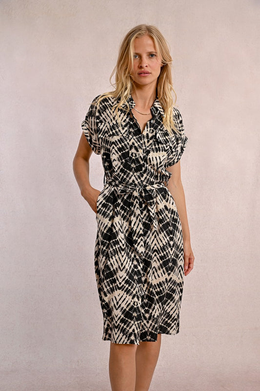 Vestido camisero estampado – manga corta